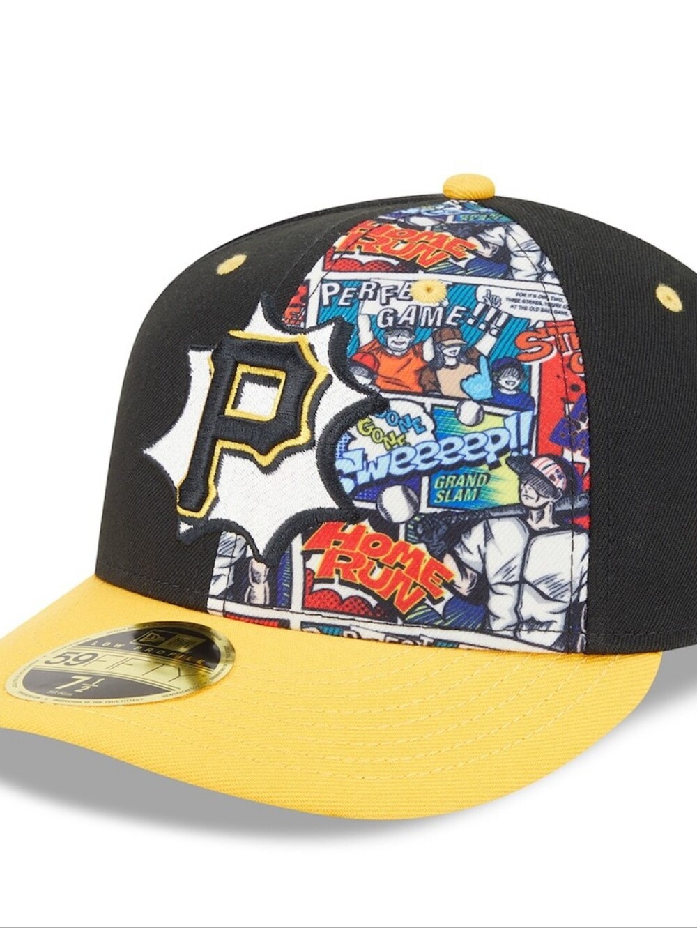 New Era Pittsburgh Pirates Black & Yellow Comic Panel 59FIFTY Fitted Hat 7 3/8